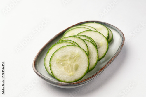 Sliced cucumber on a plate
