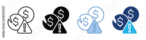 Cuadro en lienzo Financial crisis icon set multiple style collection