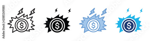 Foto Cost shock icon set multiple style collection