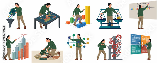 Diverse Business Strategy And Development Concept Illustration Series