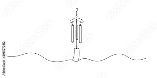 Canvastavla Single line abstract wind chime
