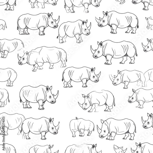 Vector illustration of various animals in black and white.