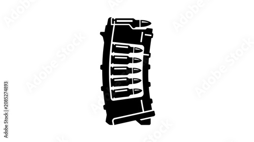 Assault Rifle Magazine with Bullets Silhouette Icon