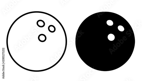 Obraz na płótnie Minimalist bowling ball icon in outline and silhouette design