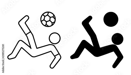 Foto Minimalist bicycle kick icon in outline and silhouette design