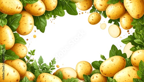 Fresh green apples hanging from tree branches.