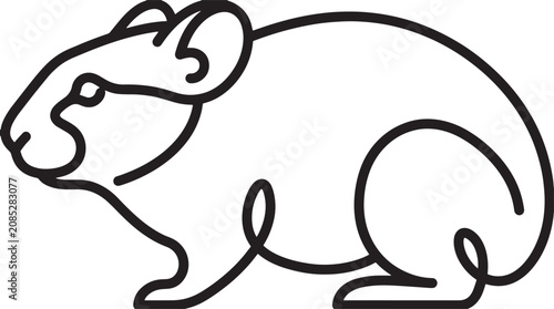 Obraz na płótnie Minimalist guinea pig vector illustration, a cute rodent pet in a continuous lin