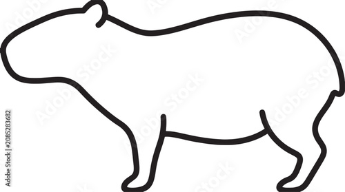 Fotografie Minimalist capybara outline vector, a simple black and white graphic illustration of the world's largest rodent, perfect for educational materials or cute animal designs