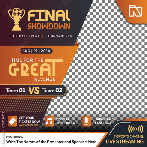 Foto Final showdown football tournament poster for great revenge match between two te