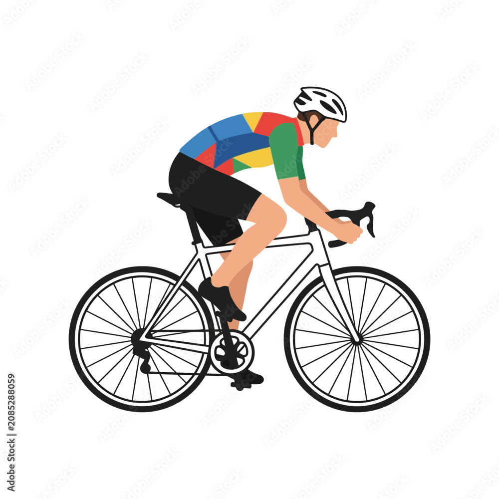 Fototapeta premium Cyclist Riding Bicycle on White Background