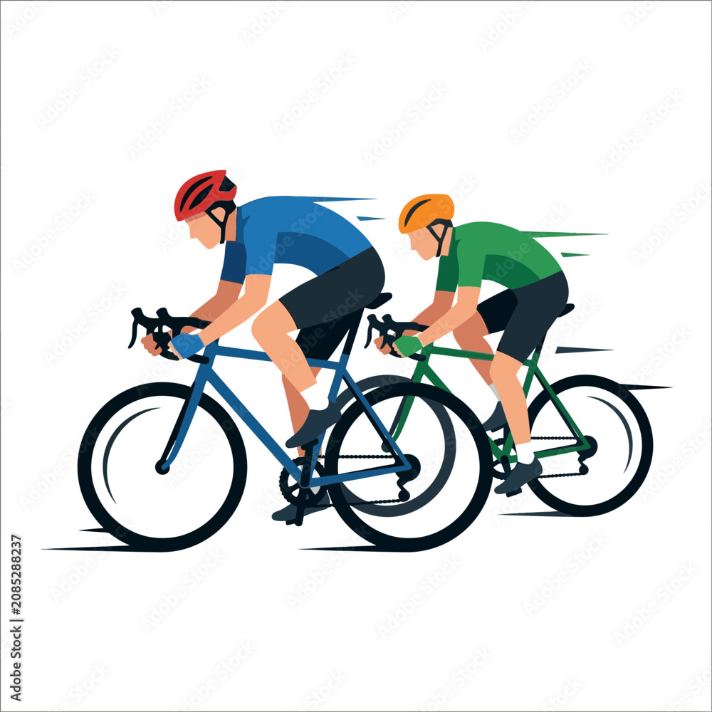 Fototapeta premium Cyclists Racing Side by Side