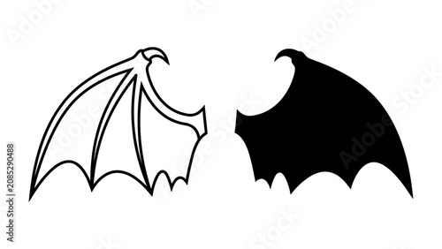 Canvastavla Devil Wings Silhouette: A stark contrast between two stylized wings - one intricately outlined, the other a solid black silhouette - representing the duality of good and evil