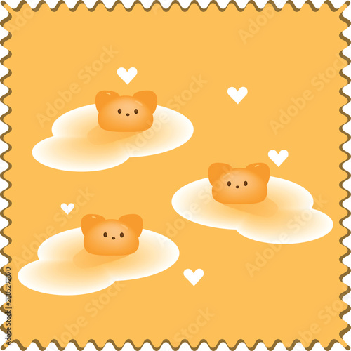 Vector cute teddy bears on clouds seamless pattern nursery background wallpaper fabric print