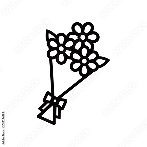 花束のアイコン（モノクロ）