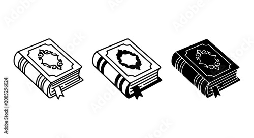 Εκτύπωση καμβά Islamic Book Icons, Quran Vector Set, Holy Book Symbols, Religious Manuscript Gr