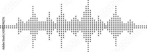 Tableau sur toile Digital audio waveform visualization created from a series of dark dots on a whi