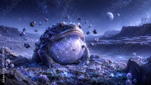 Alien Gravity Toad with Floating Stones in Crater Garden