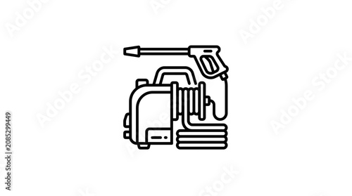 Industrial high pressure washer machine line icon.