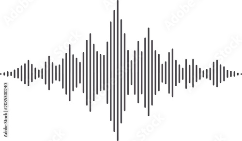 Vertical line graph showing a symmetrical increasing then decreasing sound wave pattern
