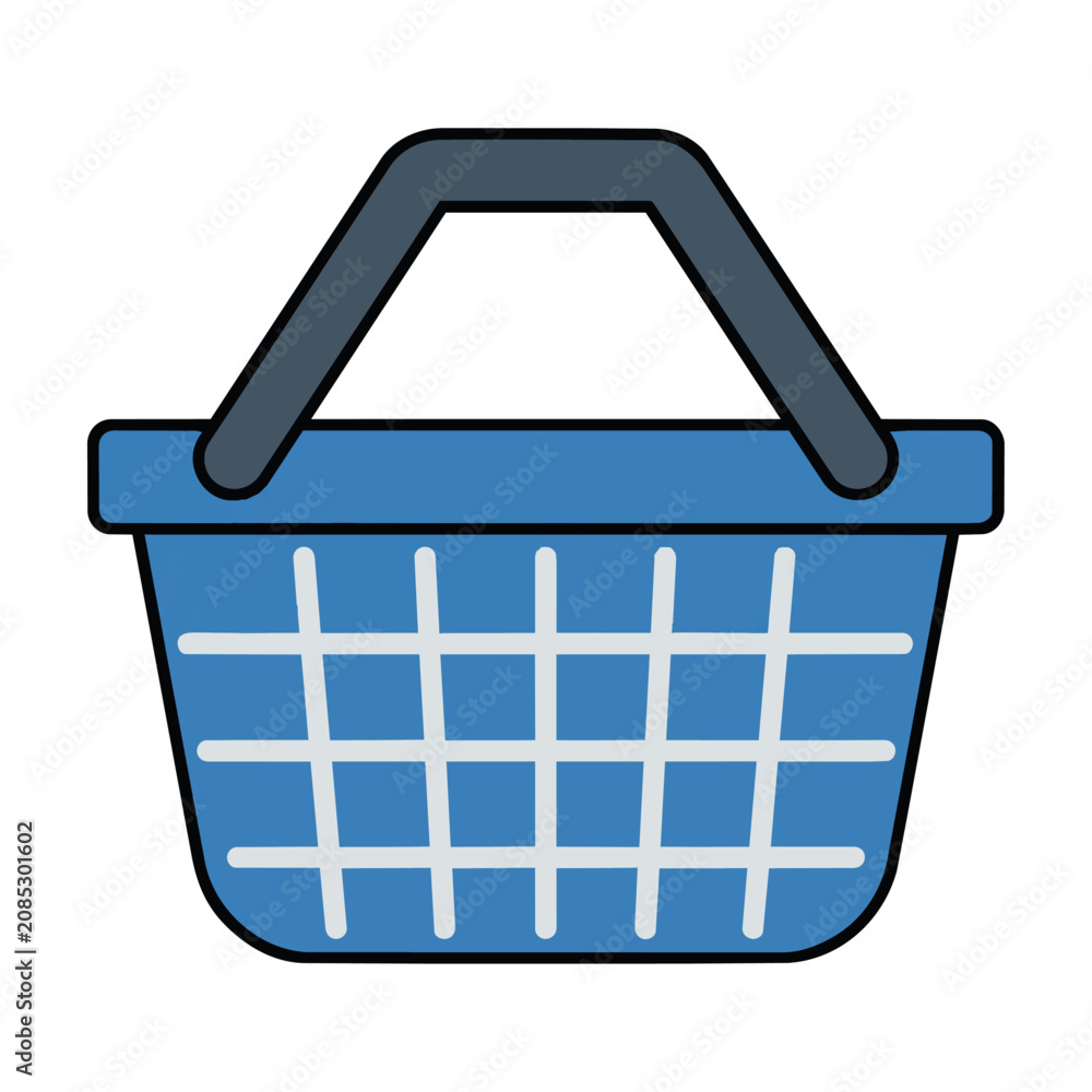 Fototapeta premium Minimalist shopping basket icon with a woven grid pattern and arched handle isolated on a white background retail and e-commerce concept