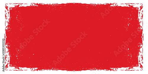 Tableau sur toile Red grunge paint frame with textured splashes and ink brush strokes, abstract Christmas winter holiday banner background design