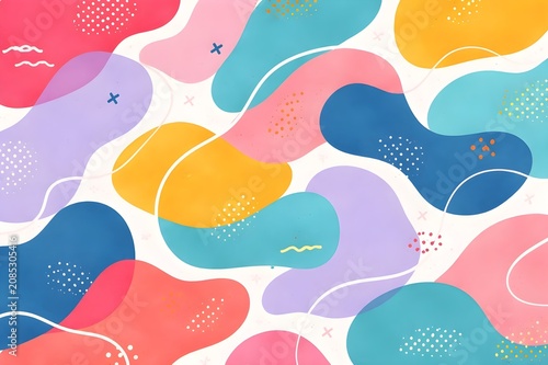 Colorful Abstract Pastel Shape Pattern With Organic Wavy Blobs For Playful Backgrounds