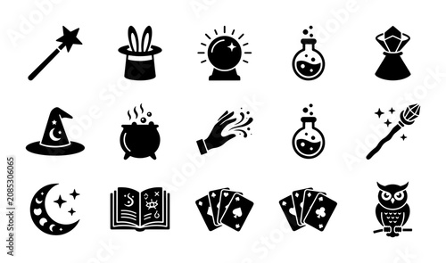 Canvastavla Mystical Magic Icons Set, Enchanted Wizardry Symbols, Fantasy Spellcraft Graphic