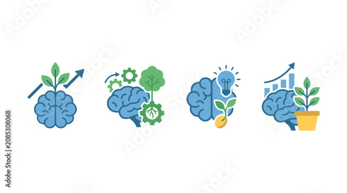 фотографія Growth symbols depict the connection between mental capacity and the flourishing of professional projects