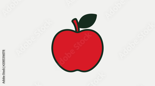 A simple illustration of a fresh red fruit with a green leaf on a white background