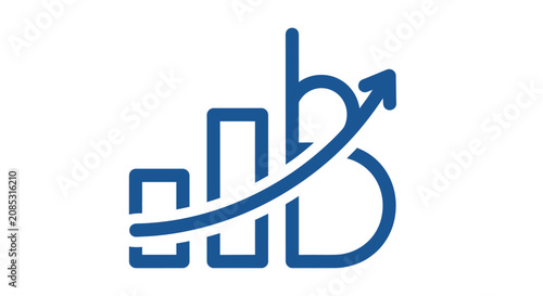 Business growth representation with graphs and an upward arrow indicating progress and success