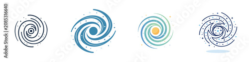 Spiral galaxy icon vector with a simple shape. International Moon Day theme. Vector, illustration, minimalist, flat, icon, icon set