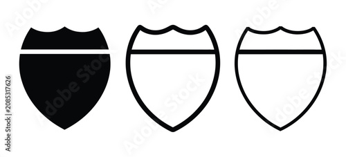 Принти на полотні Interstate Route silhouette, outline, and line art highway shield symbols, vecto