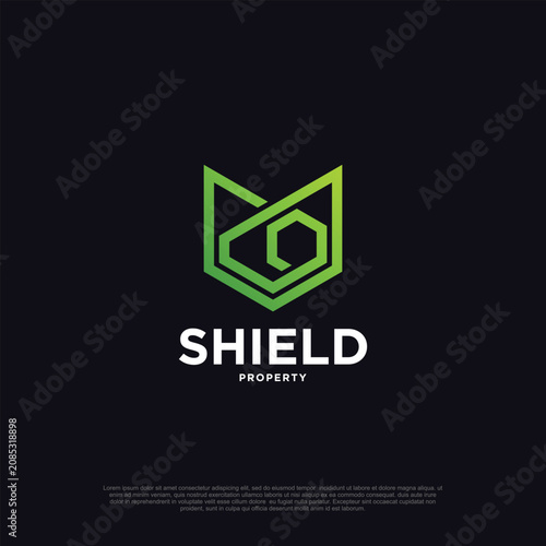 Shield logo vector template illustration design modern concept Premium Vector