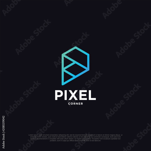 Pixel logo vector template illustration design modern concept Premium Vector