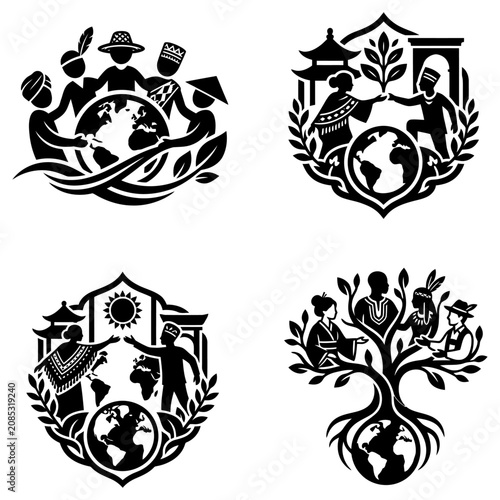 global unity and cultural diversity depicted through diverse people connecting with earth symbolizing international cooperation world peace and a shared humanity.