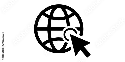 Click to go to website or internet silhouette vector white background, Click to go to website or internet line art icon set for apps and web interfaces, vector illustration