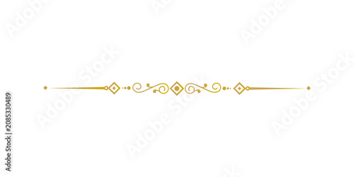 Obraz na plátně Elegant golden decorative line divider with ornate scrolls and diamonds, isolate