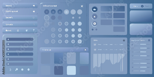 Photos Interface element collection with slider controls and circular buttons flat desi