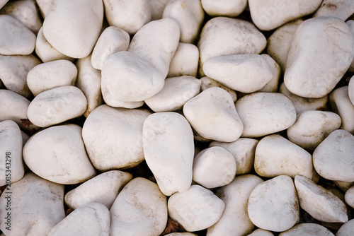 Cuadro en lienzo Closeup of smooth white river stones forming a natural texture, ideal for spa se