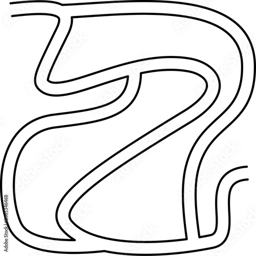 Abstract Doodle Maze Path Game, Maze Path for Kids Worksheet, Fun Abstract Maze Line Game