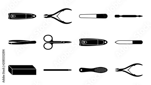 Billede på lærred Manicure and Pedicure Tools Set, Nail Care Implements Collection, Beauty Salon E