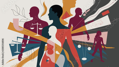 Diverse Human Figures Representing Justice and Equality