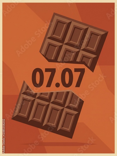 Illustration of a broken chocolate bar for World Chocolate Day
