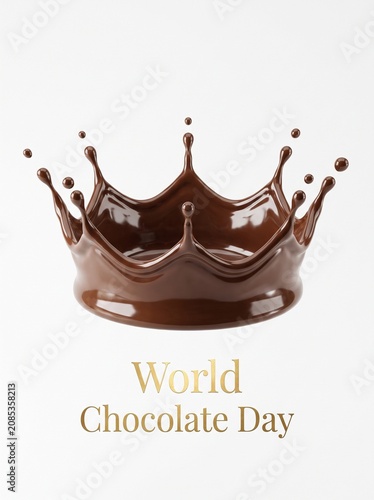 Beautiful liquid chocolate splash shaped like a crown for World Chocolate Day
