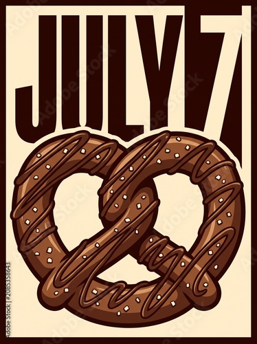 Illustration of a delicious chocolate covered pretzel for July seventh celebration event