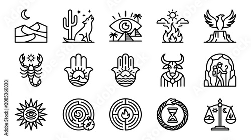 Tableau sur toile Various symbolic icons and signs.