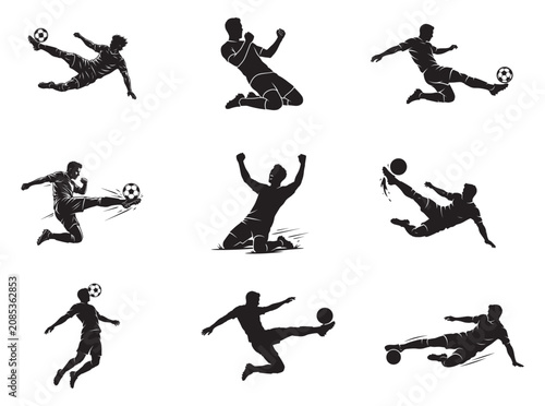 Canvastavla Football world cup 2026 Soccer Player Silhouettes Elements Set