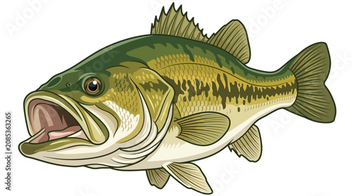 Tableau sur toile A large mouth bass aggressively jumps out of the water as recreated in a digital illustration Recreate_this_image_as_a_202606261737_22