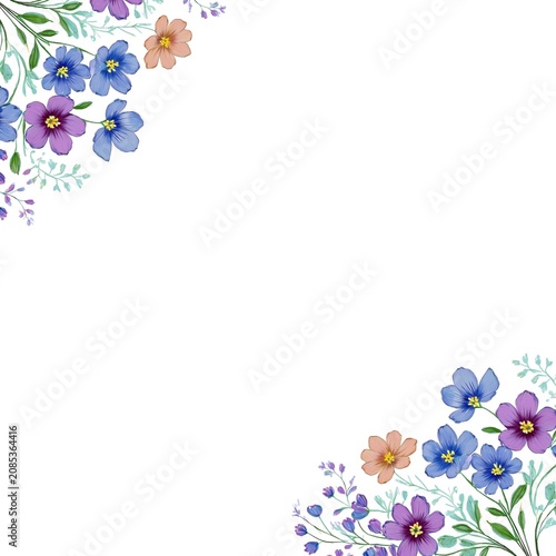 Romantische Karten Vorlage mit Blumen im Aquarell Technik	