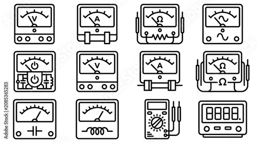 Картината върху платно Various analog and digital multimeters.